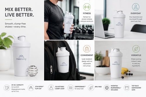 MaxLiving 20oz BlenderBottle