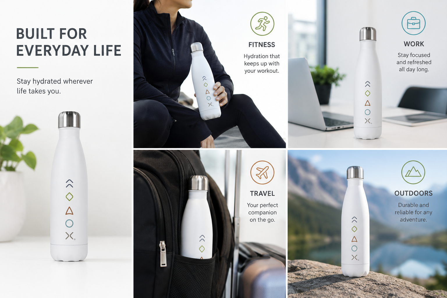 White 5 Essentials Water Bottle