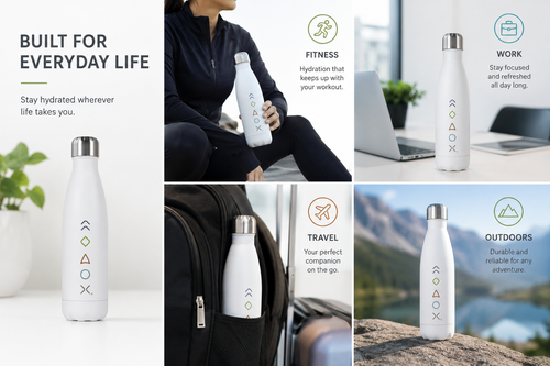 White 5 Essentials Water Bottle