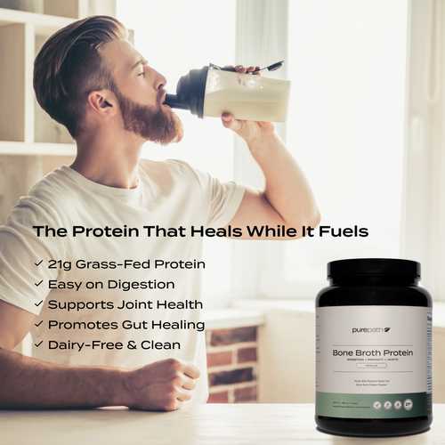 PurePath Bone Broth Protein – 21g Grass-Fed Collagen Protein | Gut-Friendly & Dairy-Free