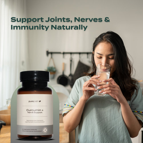 PurePath Curcumin + Nerve Support – Organic Turmeric Extract with Ashwagandha, Alpha-Lipoic Acid & Regenerative Herbs for Joint, Nerve & Immune Health
