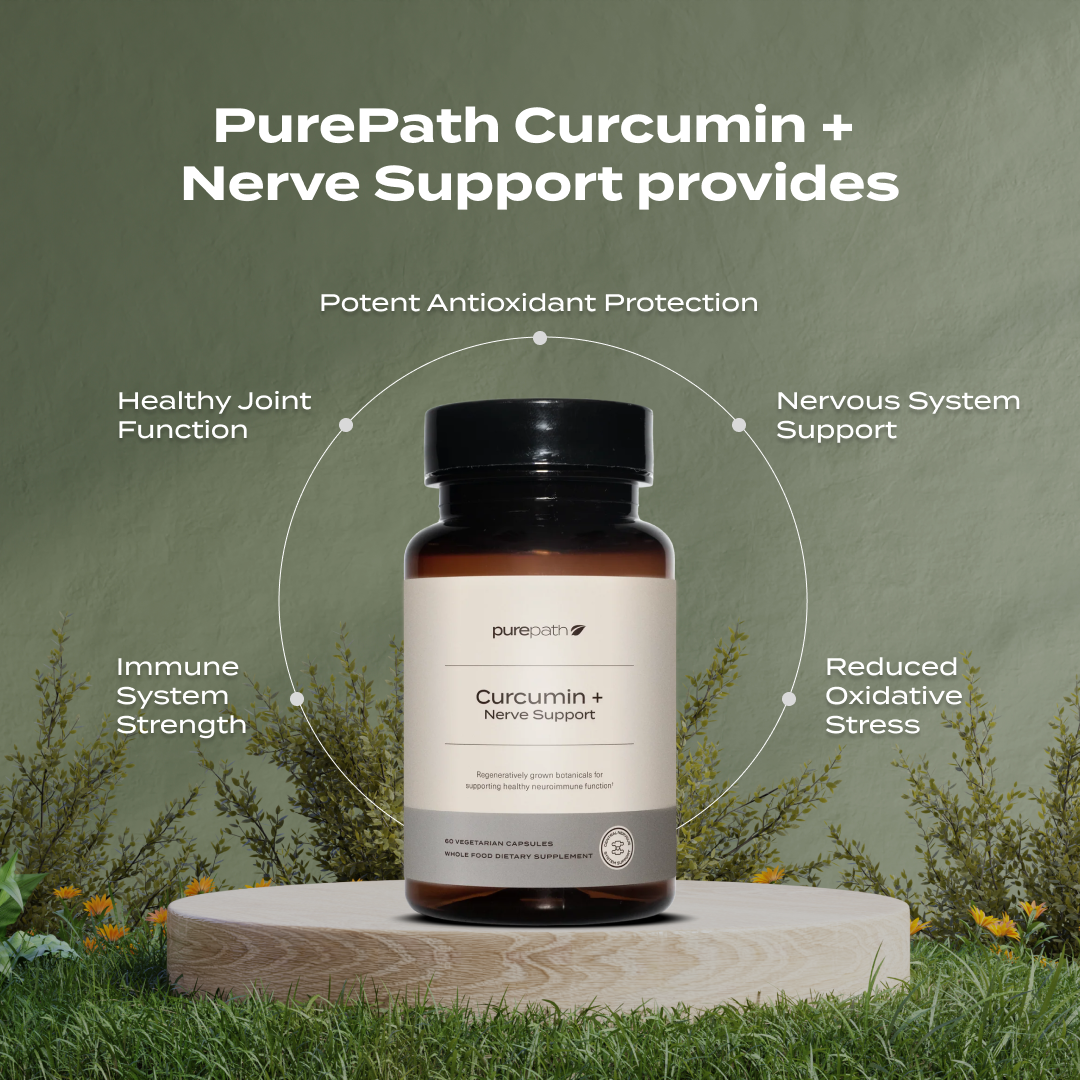 PurePath Curcumin + Nerve Support – Organic Turmeric Extract with Ashwagandha, Alpha-Lipoic Acid & Regenerative Herbs for Joint, Nerve & Immune Health