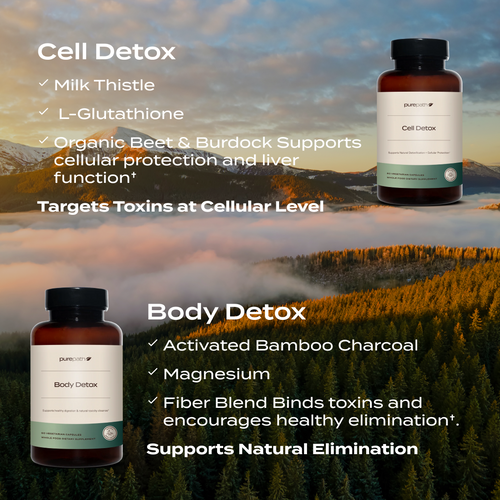 PurePath Detox System – Complete 2-Part Cellular & Body Detox | Milk Thistle, Glutathione & Activated Charcoal for Natural Cleansing