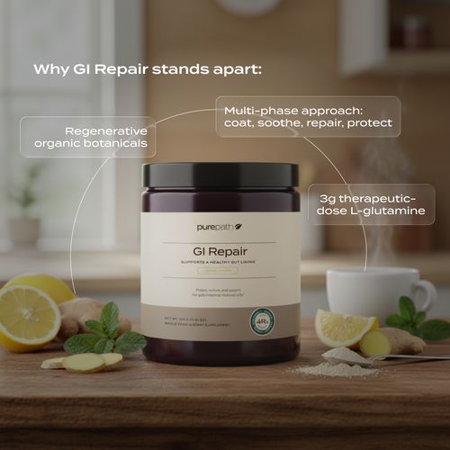 PurePath GI Repair – Gut Lining Support with L-Glutamine, Zinc Carnosine & Regenerative Organic Botanicals (60 Servings)