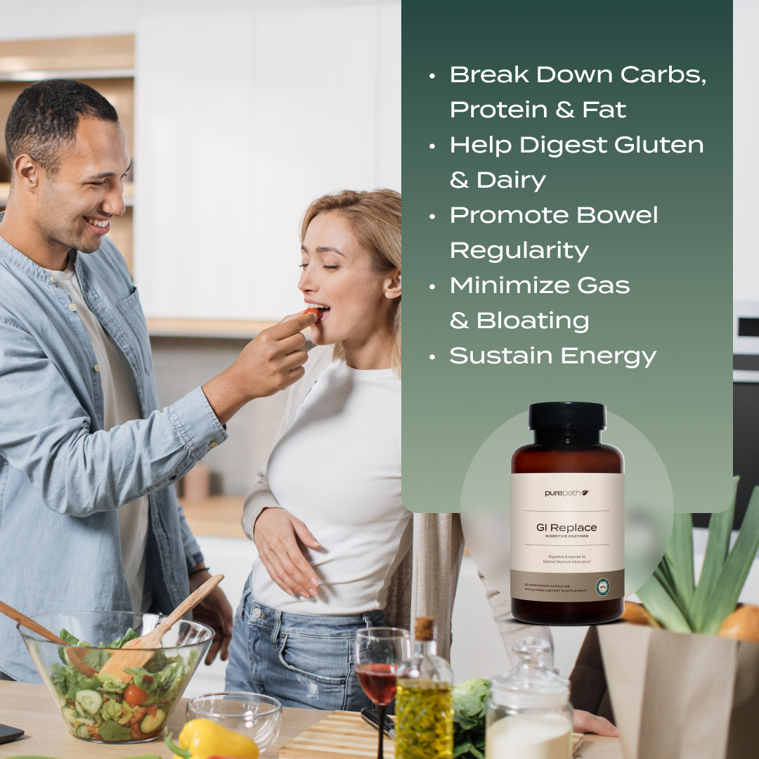 PurePath GI Replace – Complete Digestive Enzymes with Betaine HCl & Ox Bile for Bloating Relief