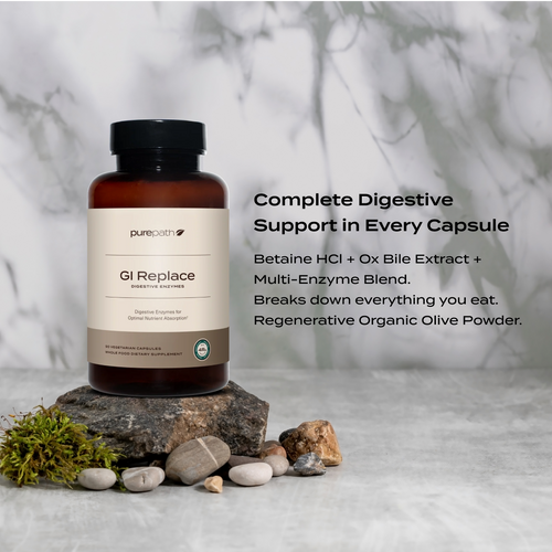 PurePath GI Replace – Complete Digestive Enzymes with Betaine HCl & Ox Bile for Bloating Relief