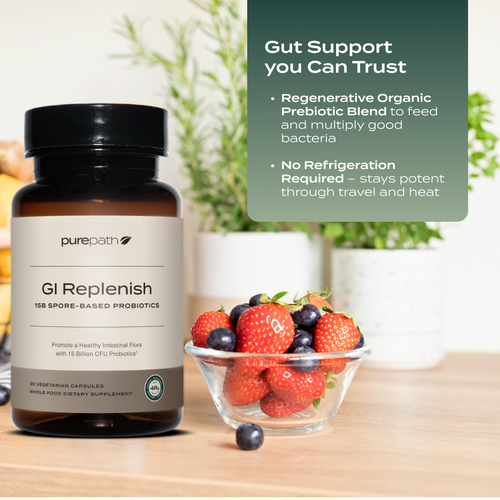 PurePath GI Replenish – 15 Billion CFU Spore-Based Probiotics with Regenerative Organic Prebiotic Blend