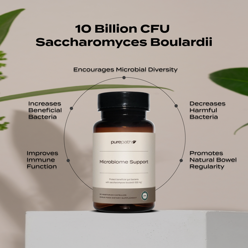 PurePath Microbiome Support – 10 Billion CFU Saccharomyces Boulardii for Gut Balance & Immune Health