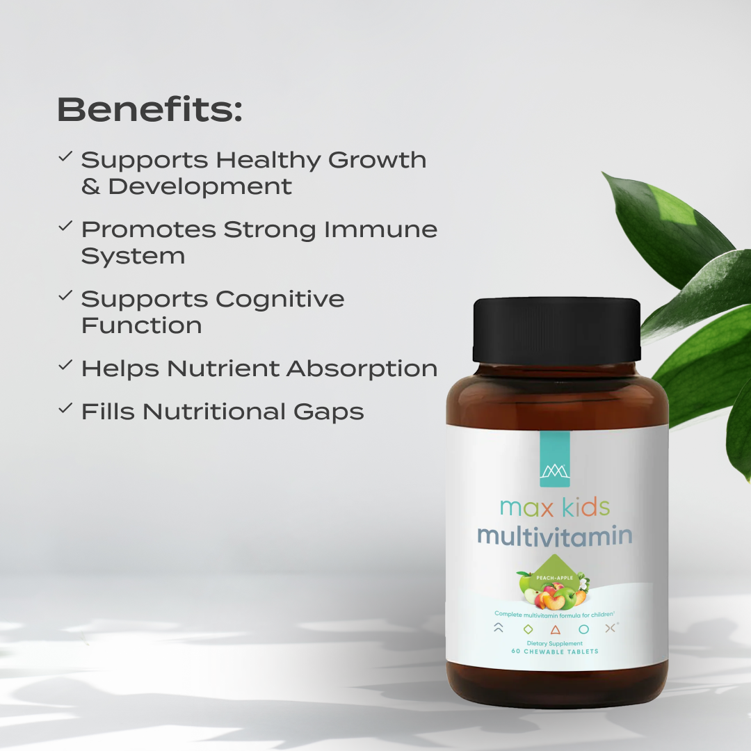 Max Kids Multivitamin – Naturally Sweetened Chewable with Fermented Superfoods for Ages 1+