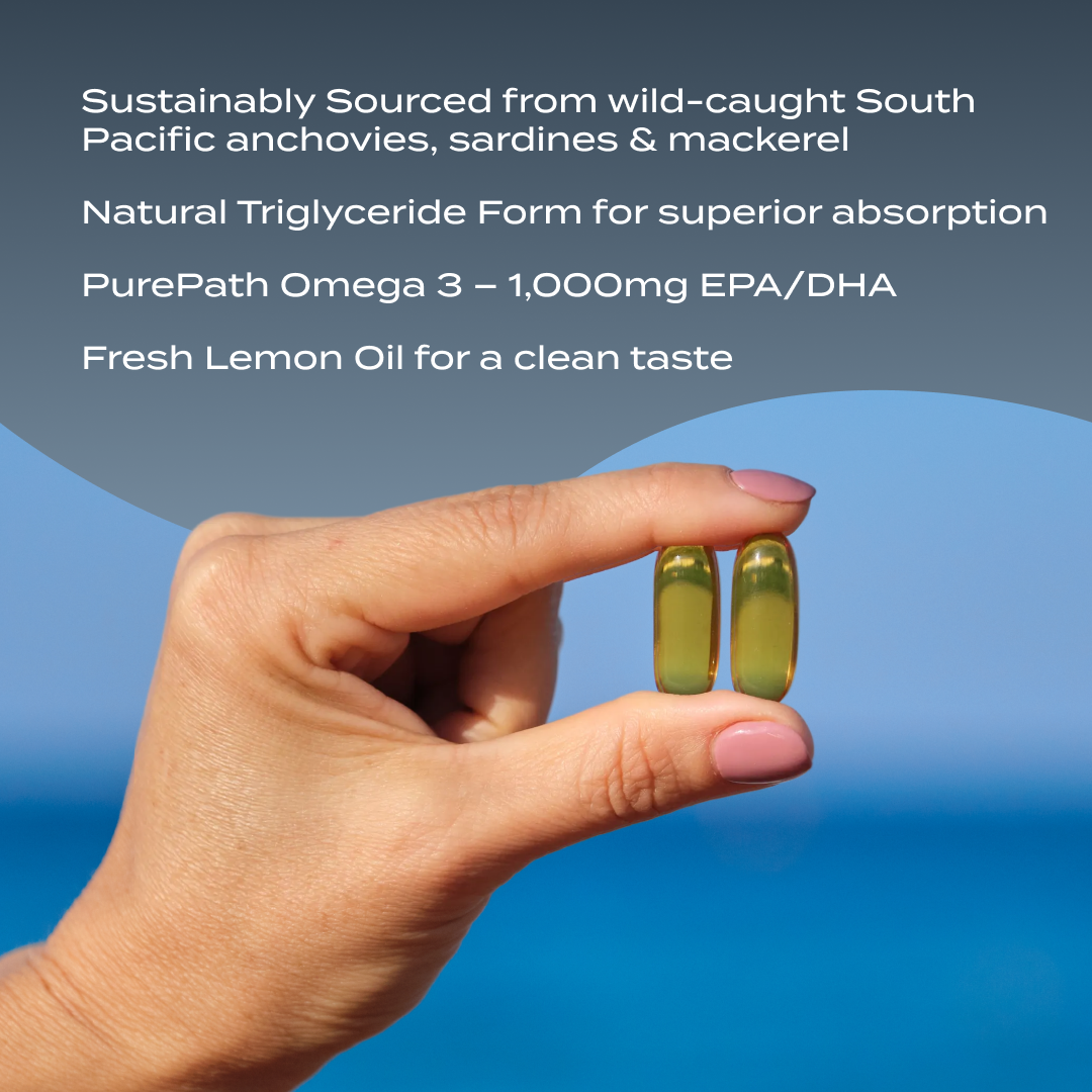 PurePath Omega 3 – 1,000mg EPA/DHA Natural Triglyceride Fish Oil | Sustainably Sourced