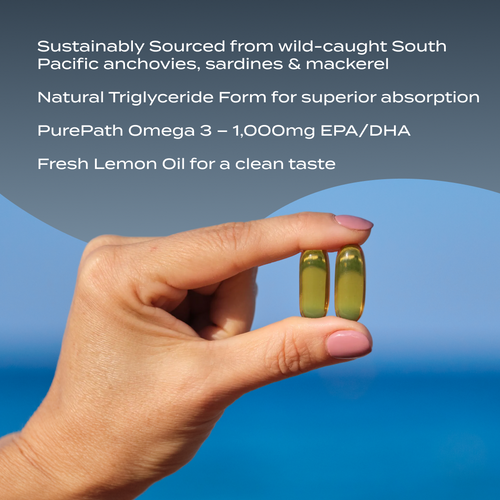 PurePath Omega 3 – 1,000mg EPA/DHA Natural Triglyceride Fish Oil | Sustainably Sourced