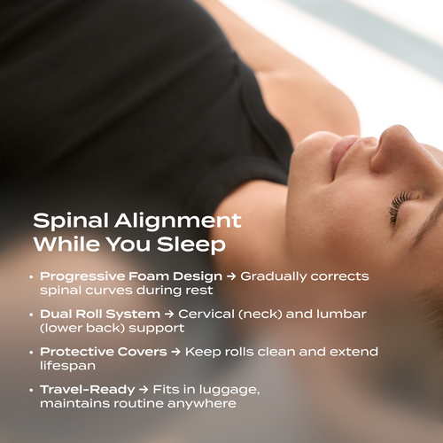 MaxLiving Progressive Rolls with Covers – Cervical & Lumbar Spinal Support for Sleep Correction