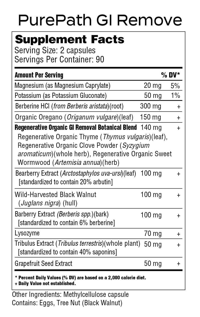 PurePath GI Remove – Berberine & Regenerative Organic Gut Cleanse for SIBO, Candida & Bacterial Overgrowth | 4R Protocol Step 1