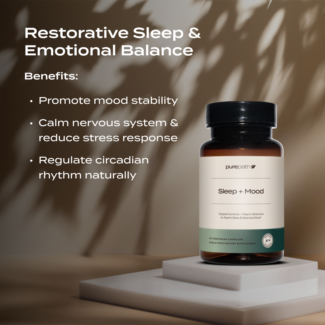 PurePath Sleep + Mood – Natural Sleep & Mood Support Supplement with 5-HTP, Melatonin, P-5-P & Organic Botanicals