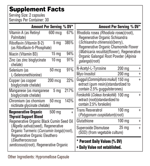 PurePath Thyroid Support – Natural Thyroid Supplement with Selenium, Zinc & Regenerative Organic Herbal Blend for Metabolism & Energy