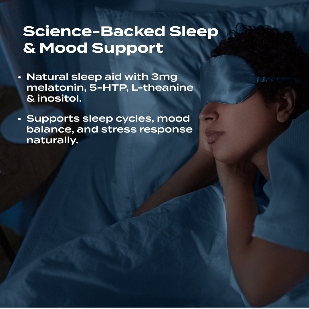 MaxLiving Sleep and Mood Formula – Natural Sleep Aid | 3mg Melatonin, 5-HTP, L-Theanine & Inositol for Restful Sleep & Balanced Mood